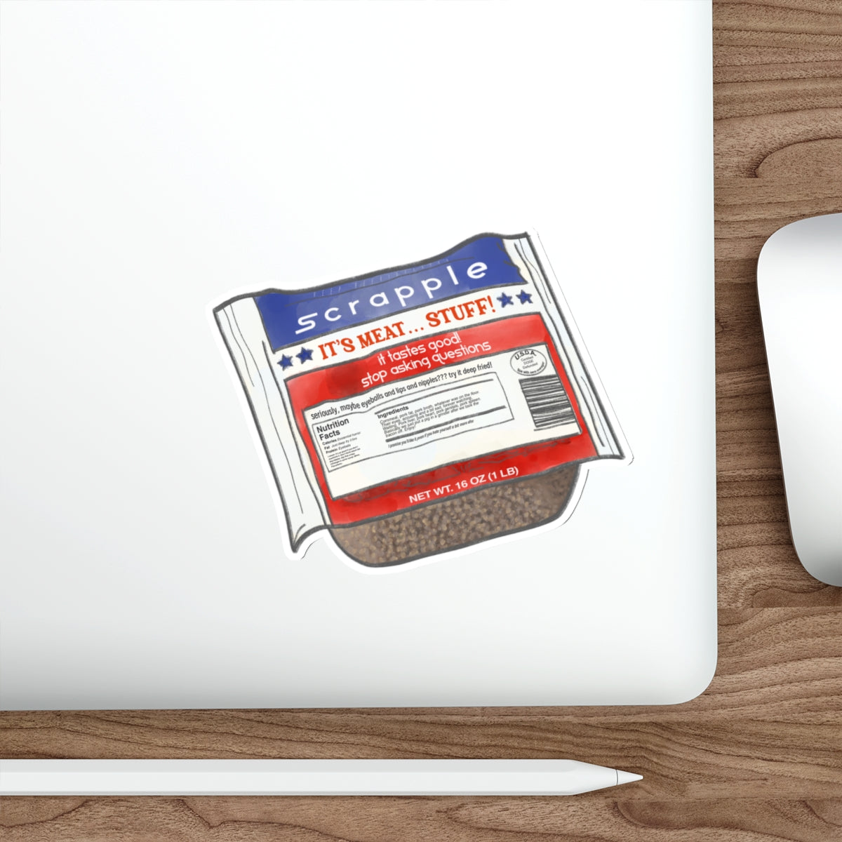 Scrapple Premium Die-Cut Water Resistant Vinyl Sticker