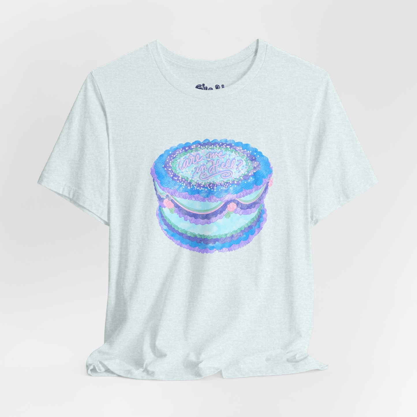 Are We In Hell Cake Unisex Jersey Tee, Quirky Baking Graphic T-Shirt, Vintage Fancy Cake Apparel, Casual Wear for Bakers