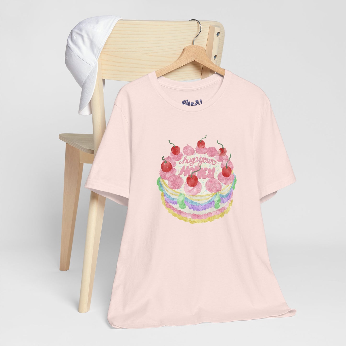 Hug Your Homies Cake Tee - Friendship T-Shirt, Mental Health Shirt, Gift for Teens, Baking Tee, Casual Wear