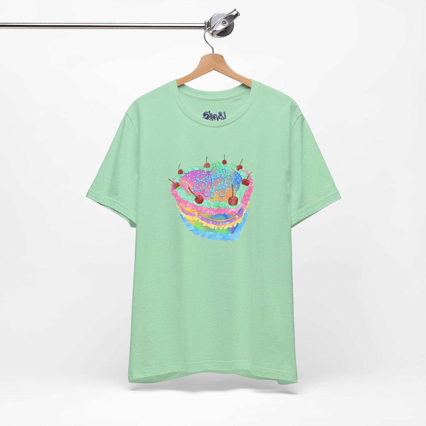 Super Gay Vintage Fancy Cake Tee, Unisex Pride Cakes T-Shirt, Gay Pride Baking Shirt, Casual Baker Apparel