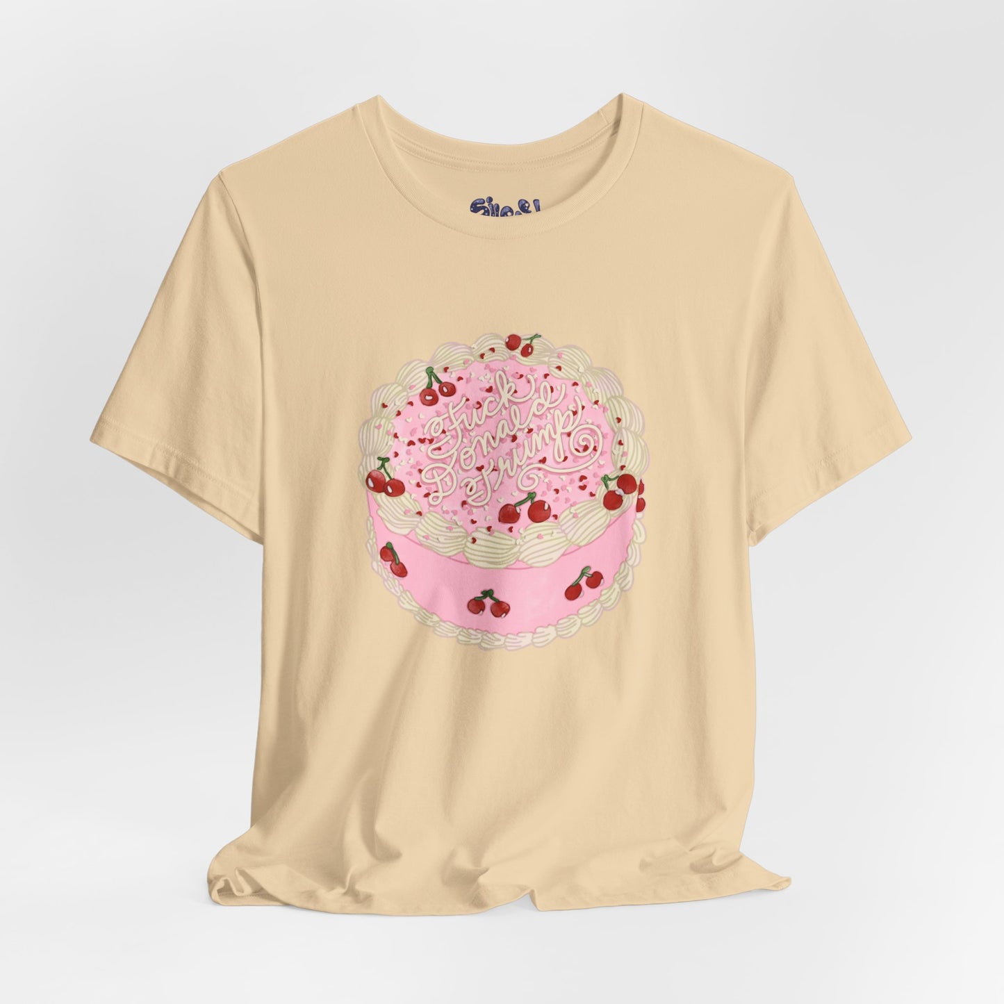 F**k Donald Trump Unisex Tee - Vintage Fancy Cake Shirt, Political MAGA Gift, Bakery Inspired Fashion, Kawaii Cherry Apparel, Liberal Leftist Baking Tee
