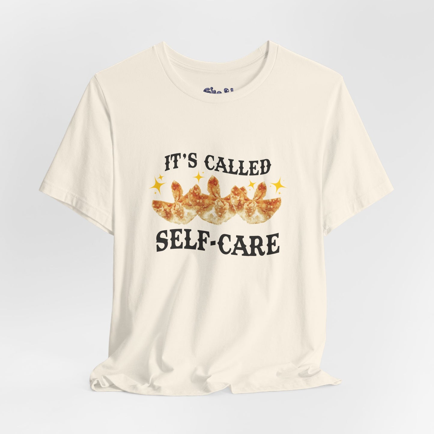 Crab Rangoon Self-Care Short Sleeve Tee, Unisex T-Shirt, Chinese Food Casual Wear, Gift for Foodie, Self Care Quotes, Quirky Motivational Apparel