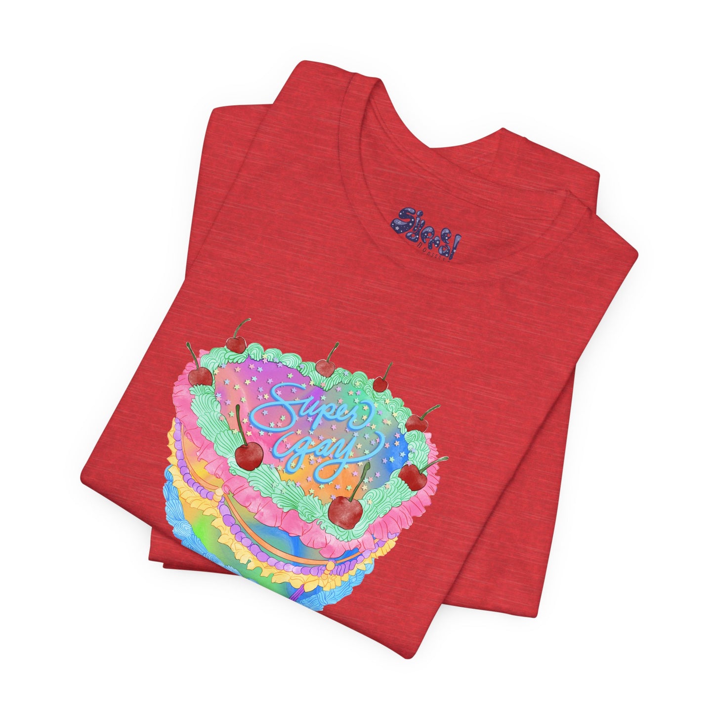 Super Gay Vintage Fancy Cake Tee, Unisex Pride Cakes T-Shirt, Gay Pride Baking Shirt, Casual Baker Apparel