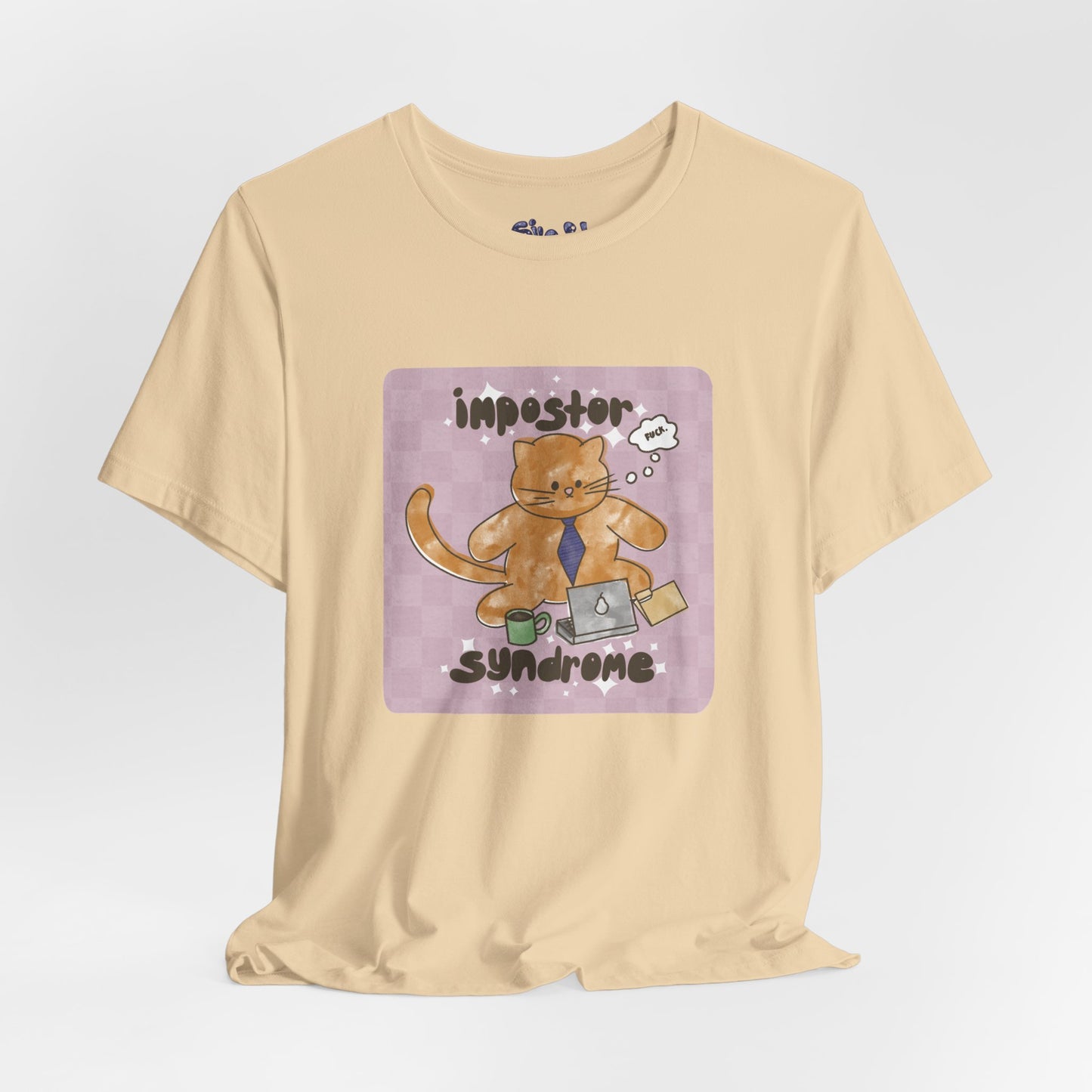 Funny Cat Tee, Impostor Syndrome Unisex Jersey Shirt, Gift for Cat Lovers, Funny Office Apparel, Work Humor