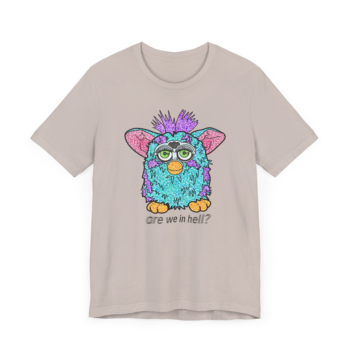 Funny Graphic Tee: "Are We in Hell?" Retro Furby Design