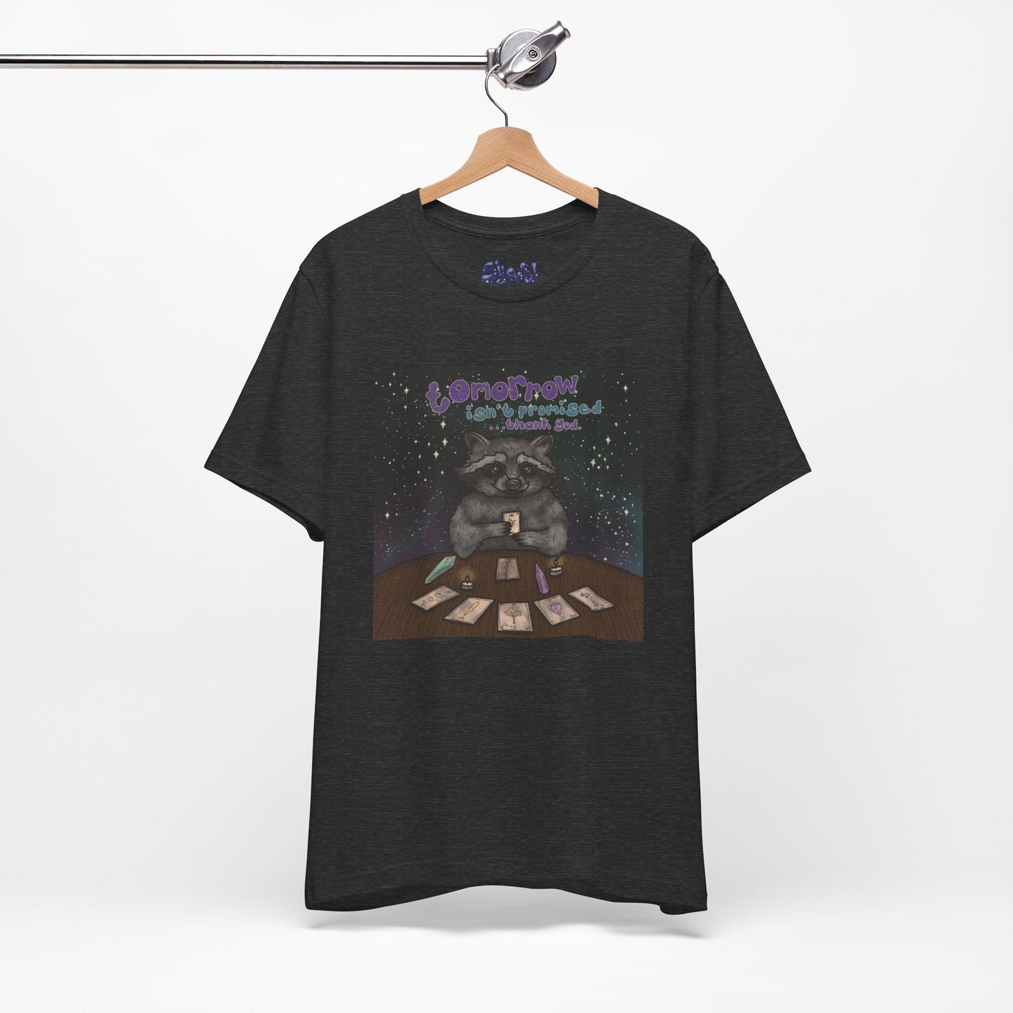 Cosmic Tarot Raccoon Tee - Whimsical Unisex T-Shirt, Trash Panda Gifts, Mystical Apparel, Quirky Casual Wear