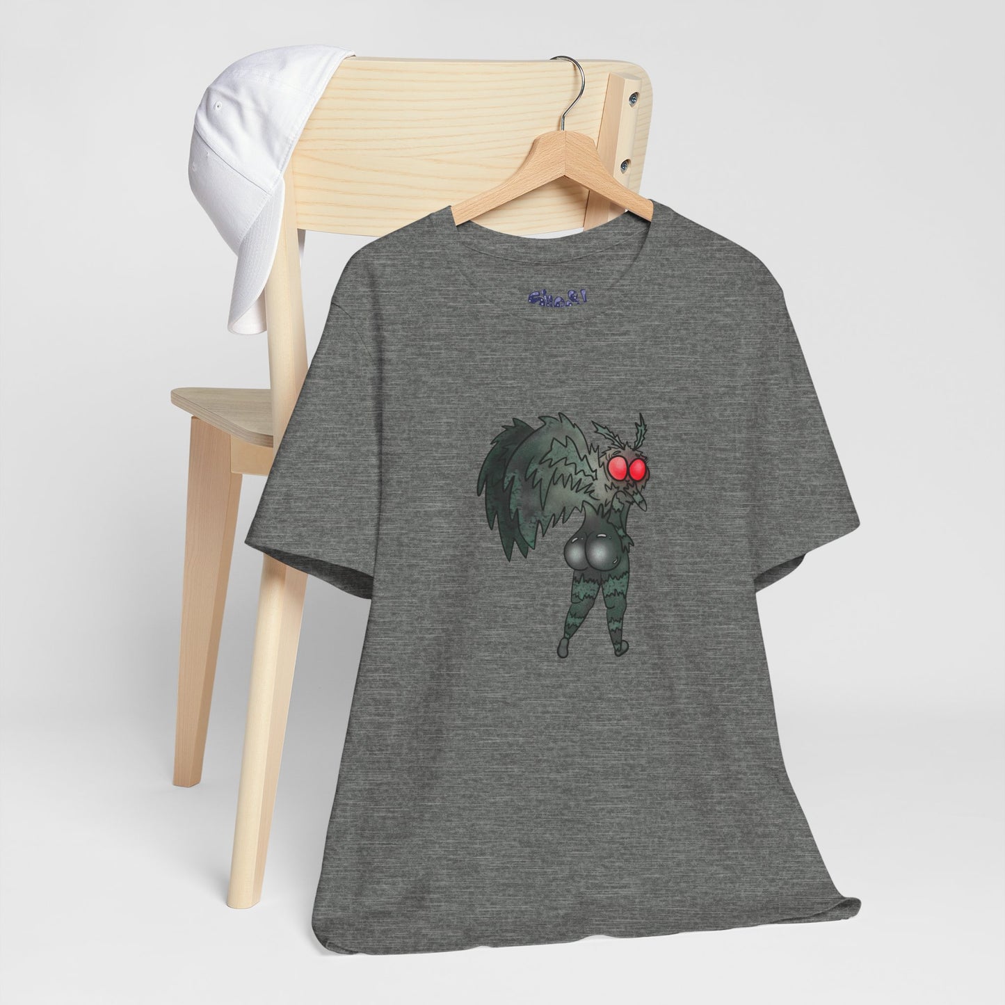 Sexy Mothman Whimsical Cryptid Short Sleeve Tee | Unique Graphic T-Shirt for Cryptid Fans, Horror Lovers, Folklore Shirt