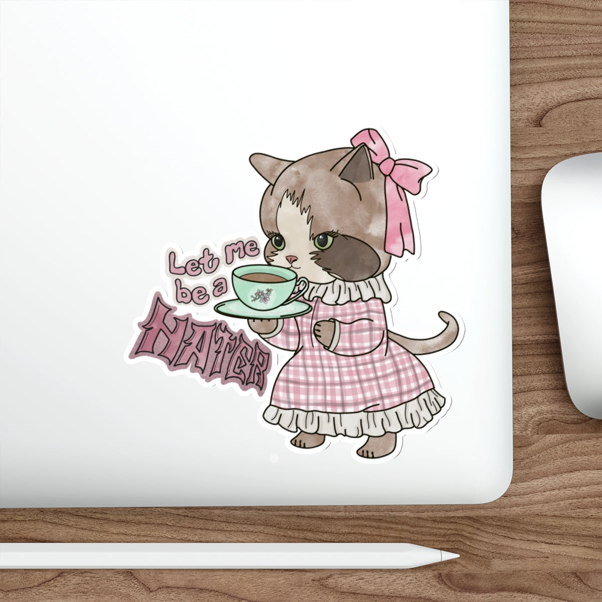 Let Me Be A Hater Waterproof Vinyl Die-Cut Stickers, Punk Cat Water Bottle Sticker, Kawaii Stickers, Grunge Laptop Stickers, Vintage Cat Gift