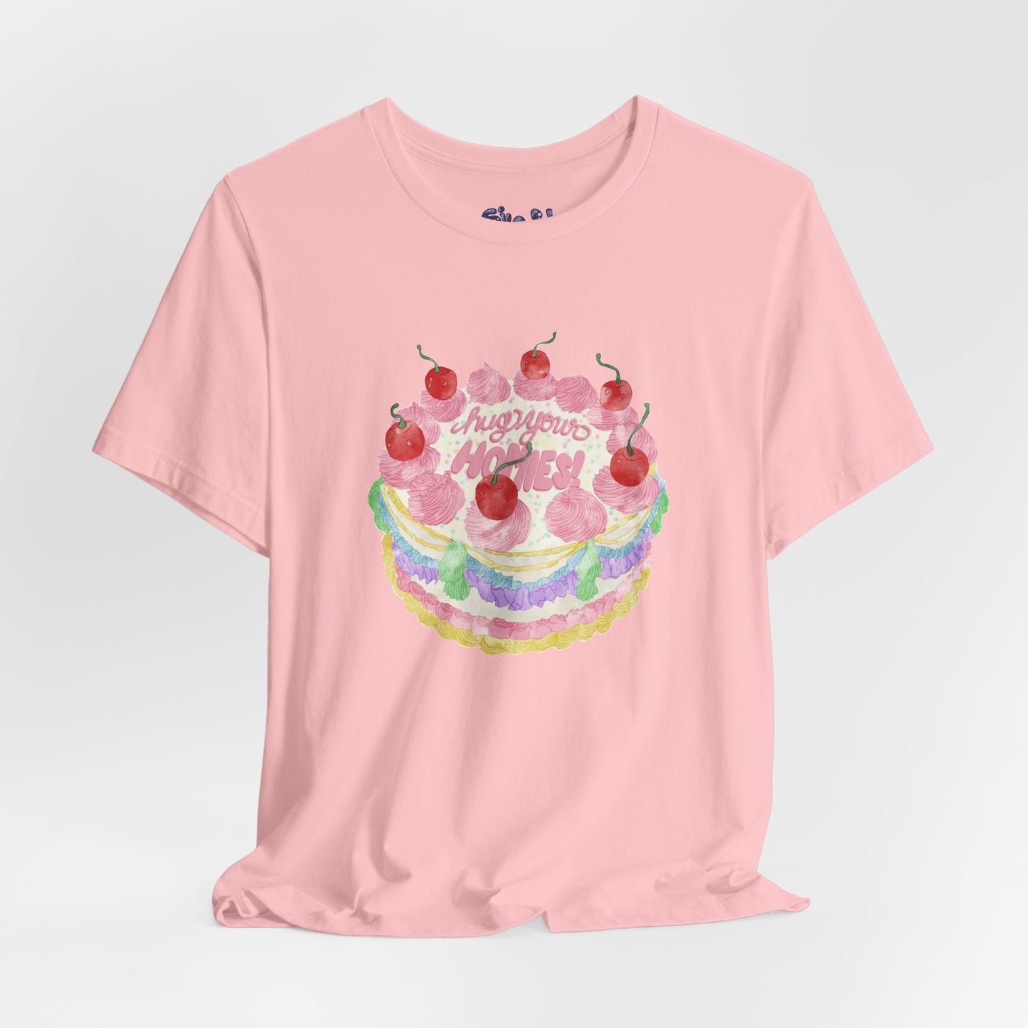 Hug Your Homies Cake Tee - Friendship T-Shirt, Mental Health Shirt, Gift for Teens, Baking Tee, Casual Wear