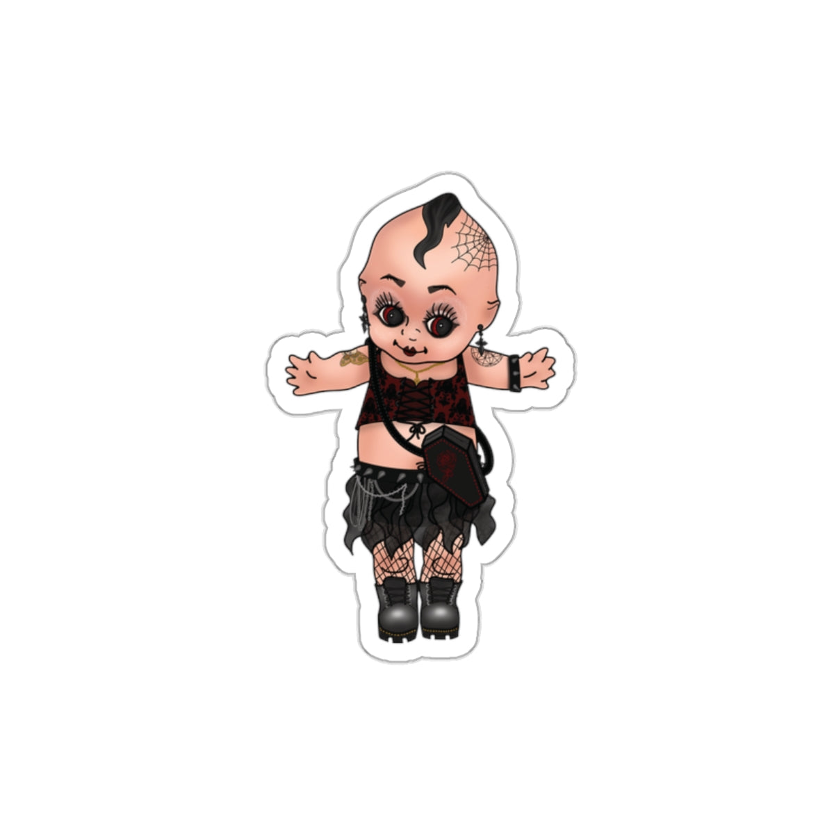 Goth Kewpie Baby Doll Water Resistant Vinyl Sticker