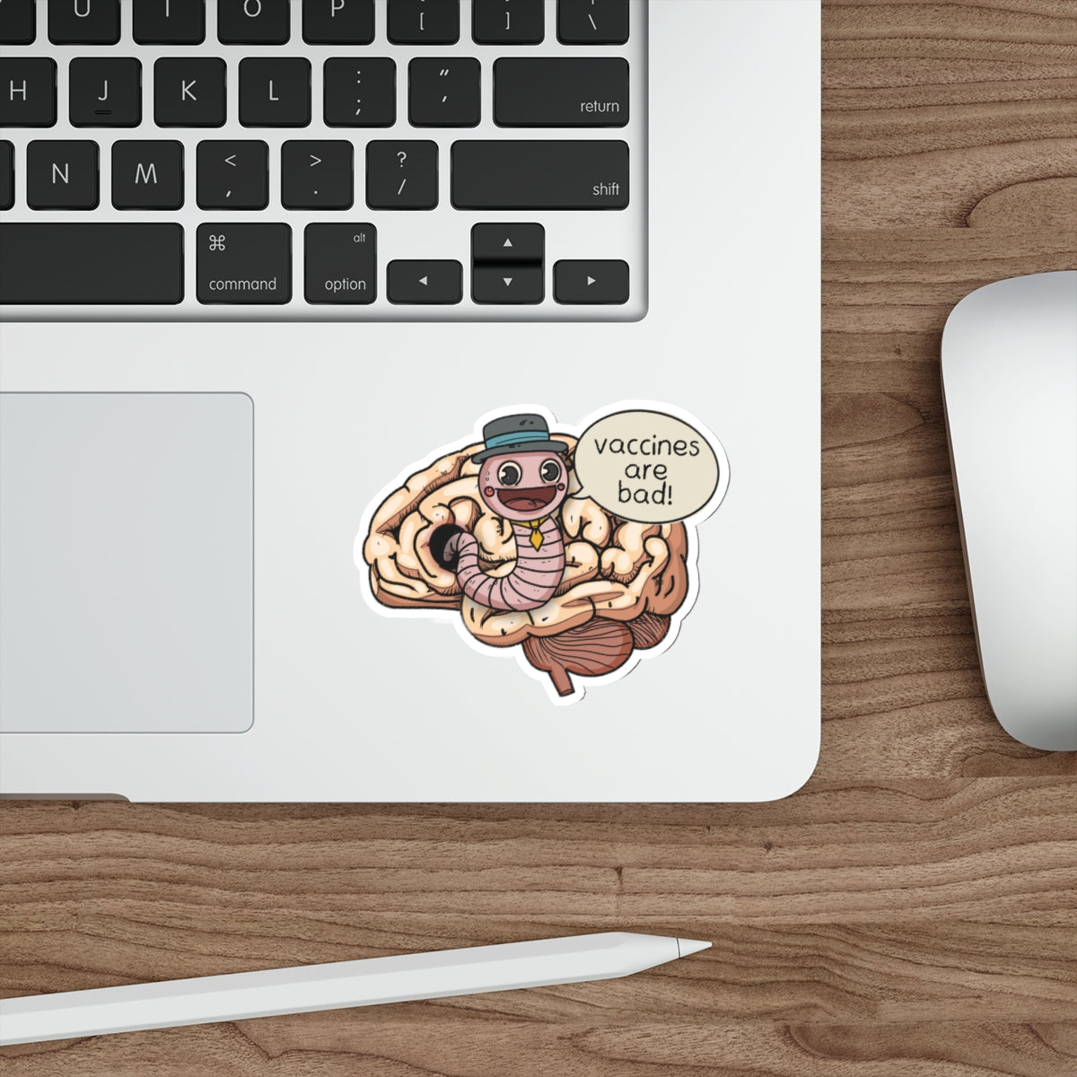 Brain Worm Guy Vaccines Bad Premium Waterproof Vinyl Die-Cut Stickers, RFK MAHA Laptop Decor, Quirky Gift Idea, Vaccine Humor Stickers