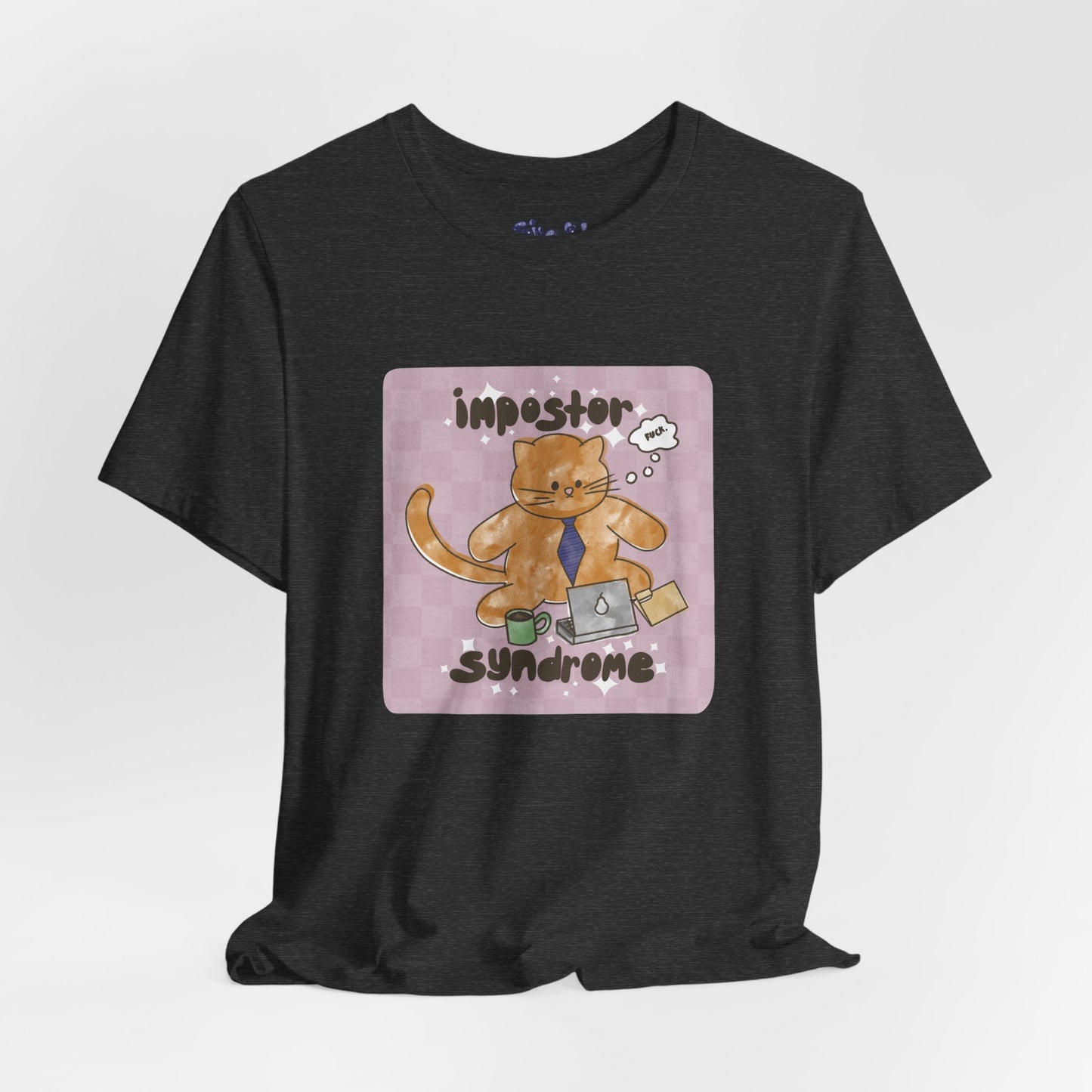 Funny Cat Tee, Impostor Syndrome Unisex Jersey Shirt, Gift for Cat Lovers, Funny Office Apparel, Work Humor