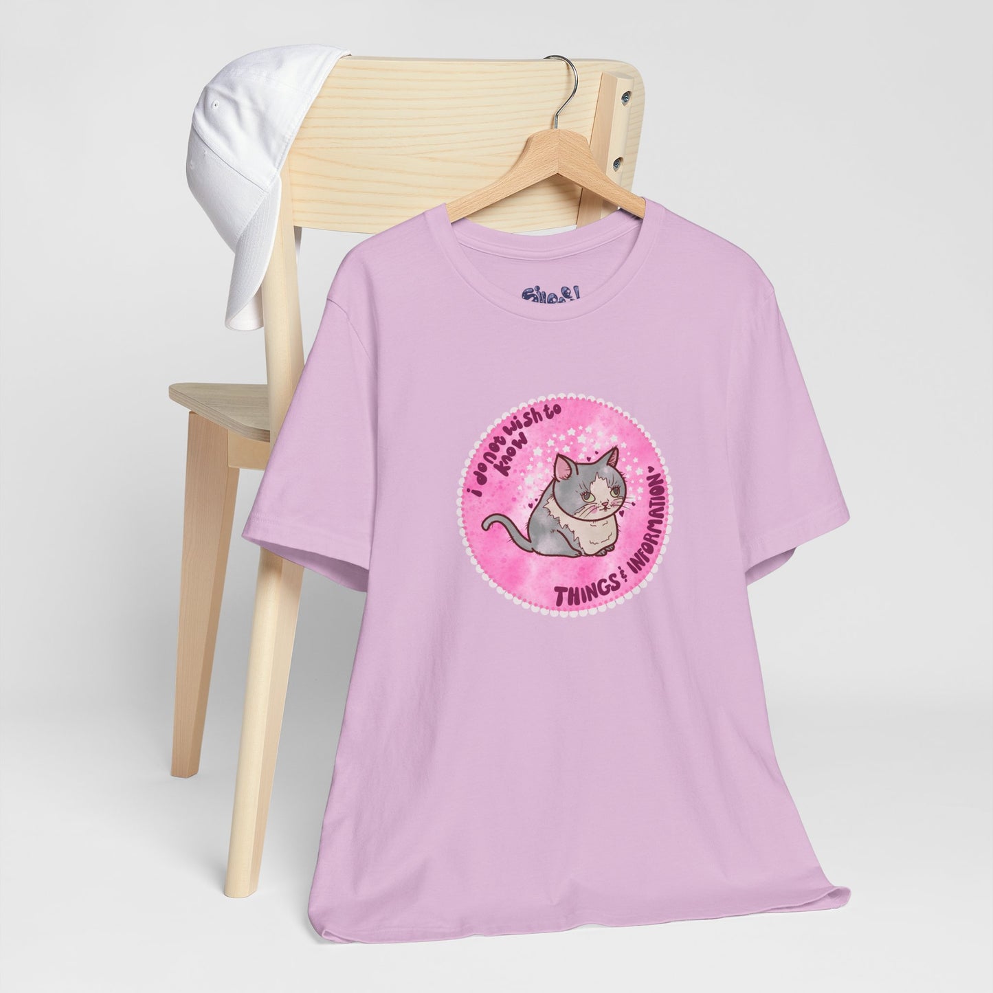 Cute Cat Tee, T-Shirt for Cat People, Things and Information, Mental Health, World Events, Cat Apparel With Funny Quote