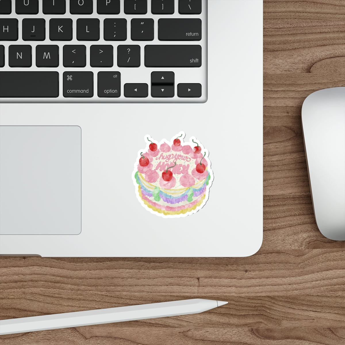 Hug Your Homies Cake Die-Cut Stickers, Mental Health, Positive Decor, Gift for Bakers, Friendship Laptop Decals