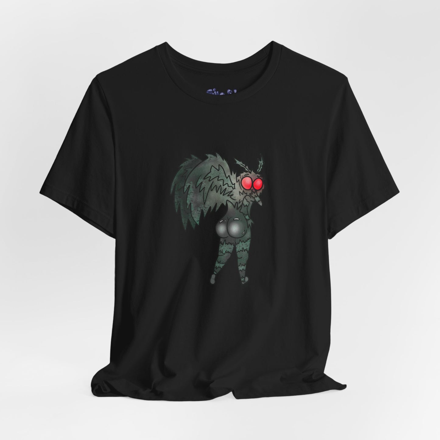 Sexy Mothman Whimsical Cryptid Short Sleeve Tee | Unique Graphic T-Shirt for Cryptid Fans, Horror Lovers, Folklore Shirt