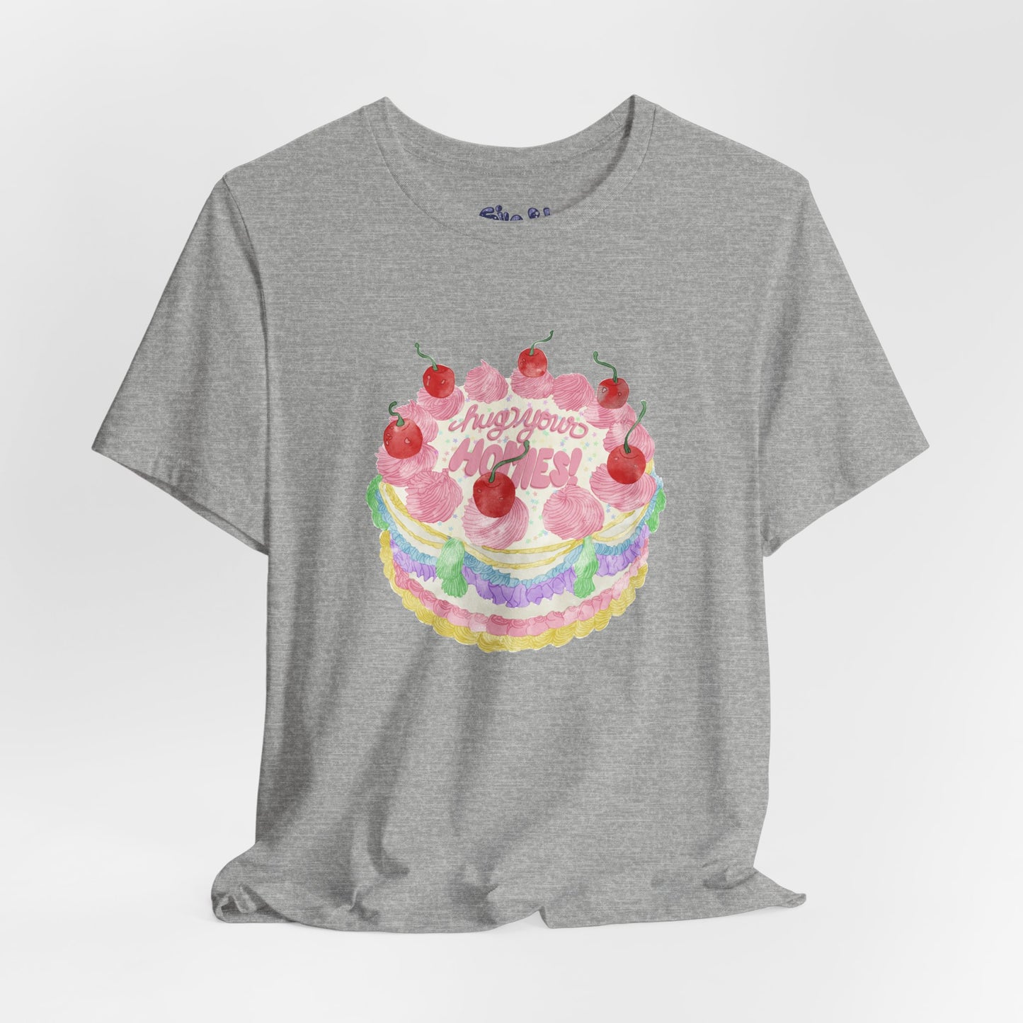 Hug Your Homies Cake Tee - Friendship T-Shirt, Mental Health Shirt, Gift for Teens, Baking Tee, Casual Wear