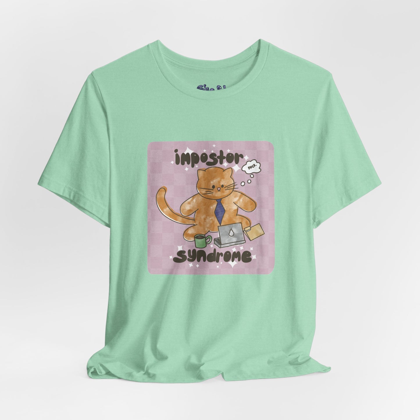 Funny Cat Tee, Impostor Syndrome Unisex Jersey Shirt, Gift for Cat Lovers, Funny Office Apparel, Work Humor