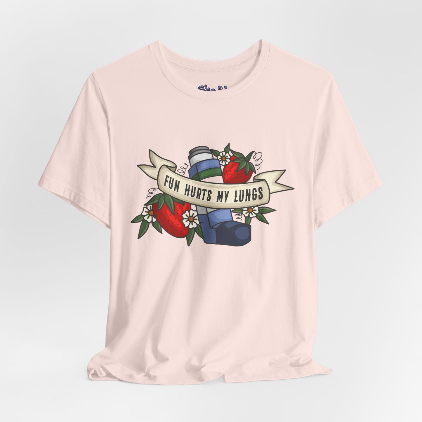 Fun Hurts My Lungs Asthma Awareness Tee, Unisex Jersey T-Shirt, Funny Asthma Shirt, Retro Tattoo Style Gift, Casual Everyday Wear