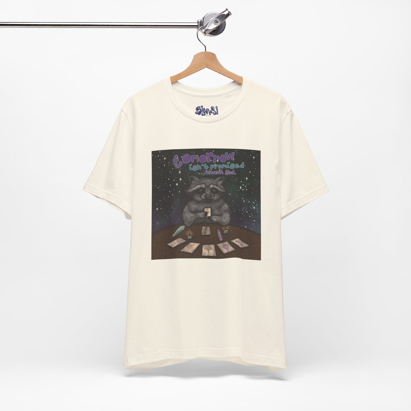 Cosmic Tarot Raccoon Tee - Whimsical Unisex T-Shirt, Trash Panda Gifts, Mystical Apparel, Quirky Casual Wear