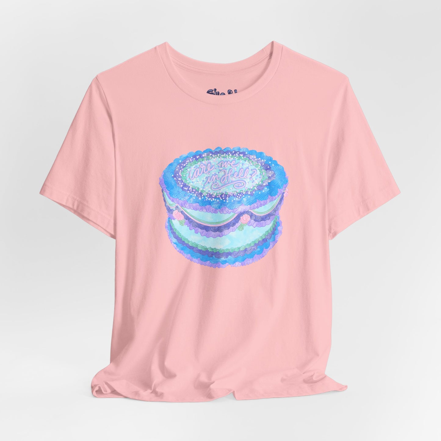 Are We In Hell Cake Unisex Jersey Tee, Quirky Baking Graphic T-Shirt, Vintage Fancy Cake Apparel, Casual Wear for Bakers