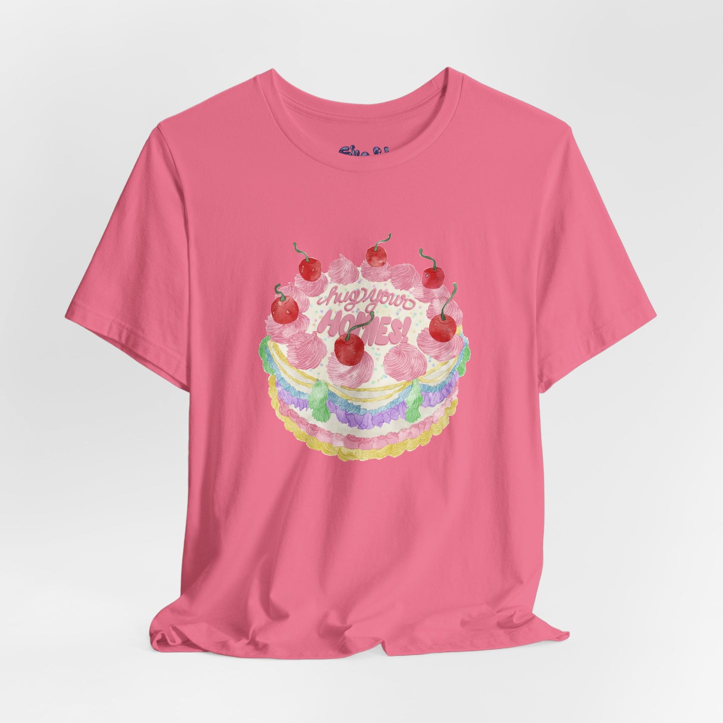 Hug Your Homies Cake Tee - Friendship T-Shirt, Mental Health Shirt, Gift for Teens, Baking Tee, Casual Wear