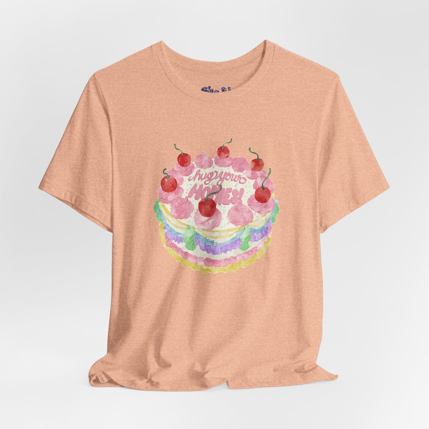 Hug Your Homies Cake Tee - Friendship T-Shirt, Mental Health Shirt, Gift for Teens, Baking Tee, Casual Wear