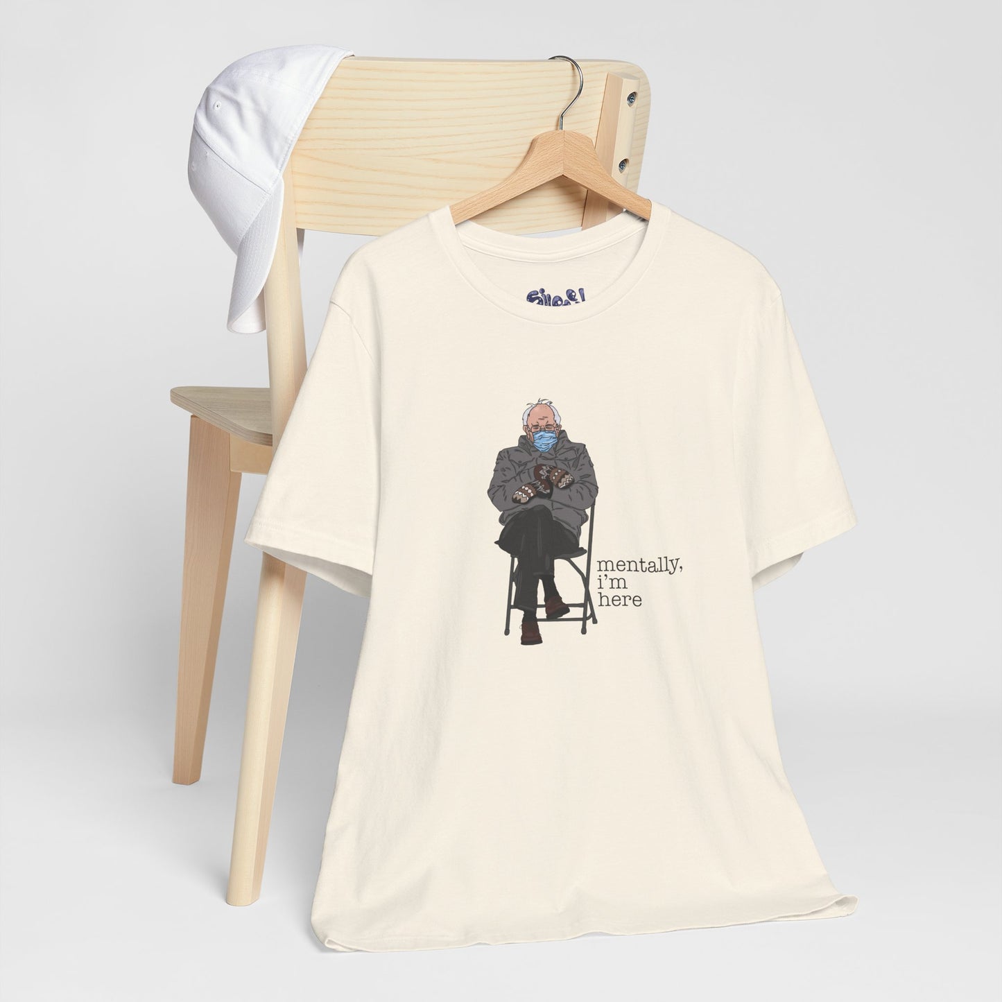 Bernie Sanders Mentally I'm Here Tee, Unisex Political Humor Shirt, Casual Wear For Liberal Leftist, Comfortable Everyday Tee