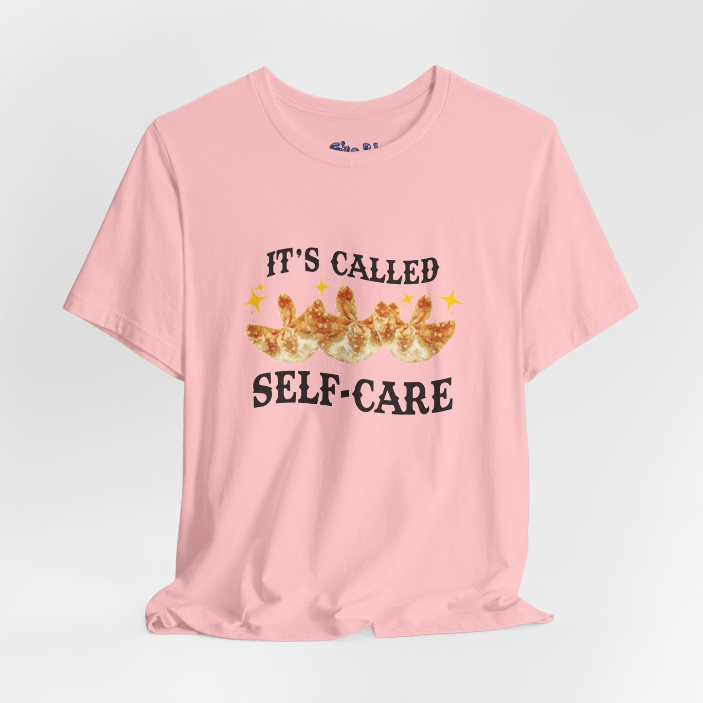 Crab Rangoon Self-Care Short Sleeve Tee, Unisex T-Shirt, Chinese Food Casual Wear, Gift for Foodie, Self Care Quotes, Quirky Motivational Apparel