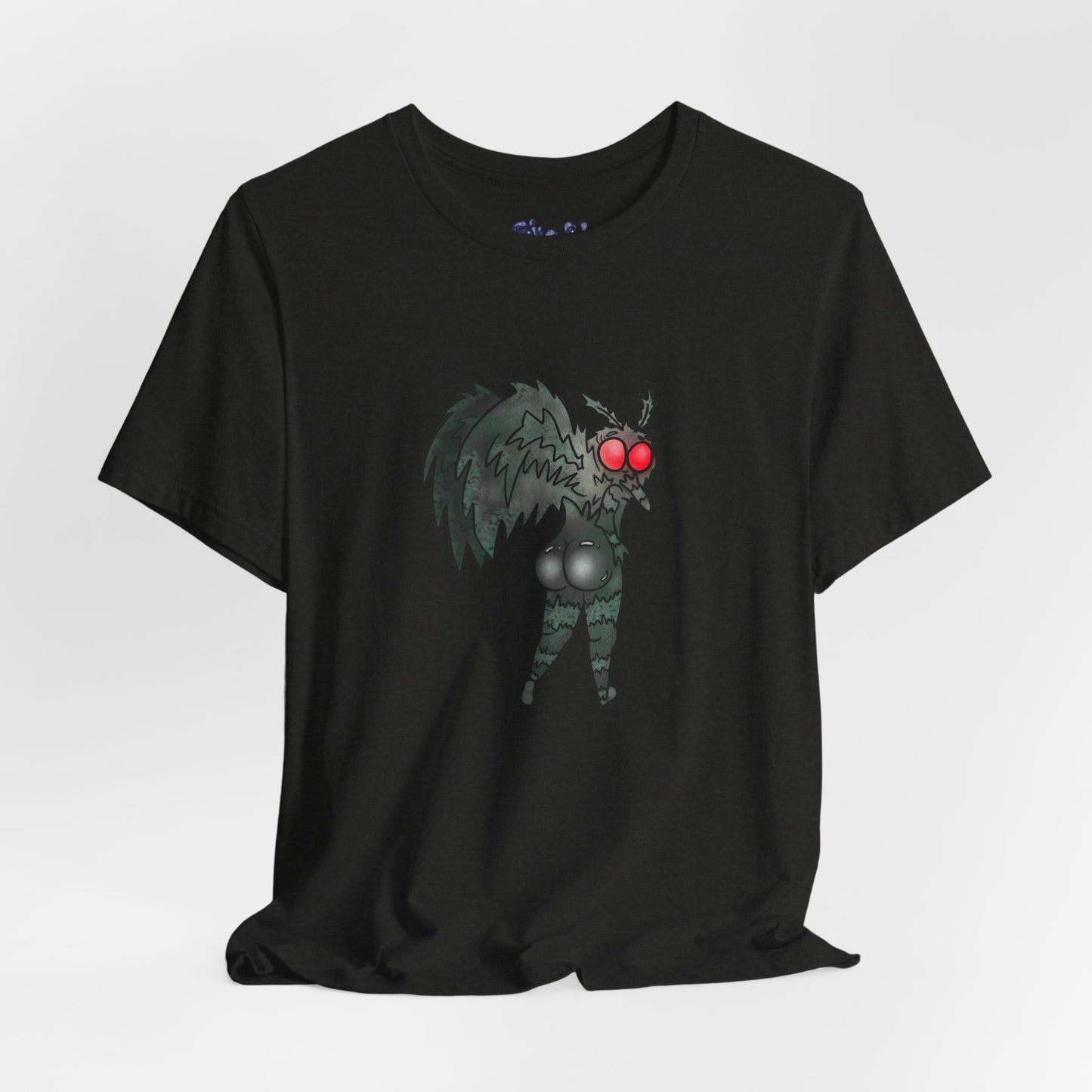 Sexy Mothman Whimsical Cryptid Short Sleeve Tee | Unique Graphic T-Shirt for Cryptid Fans, Horror Lovers, Folklore Shirt