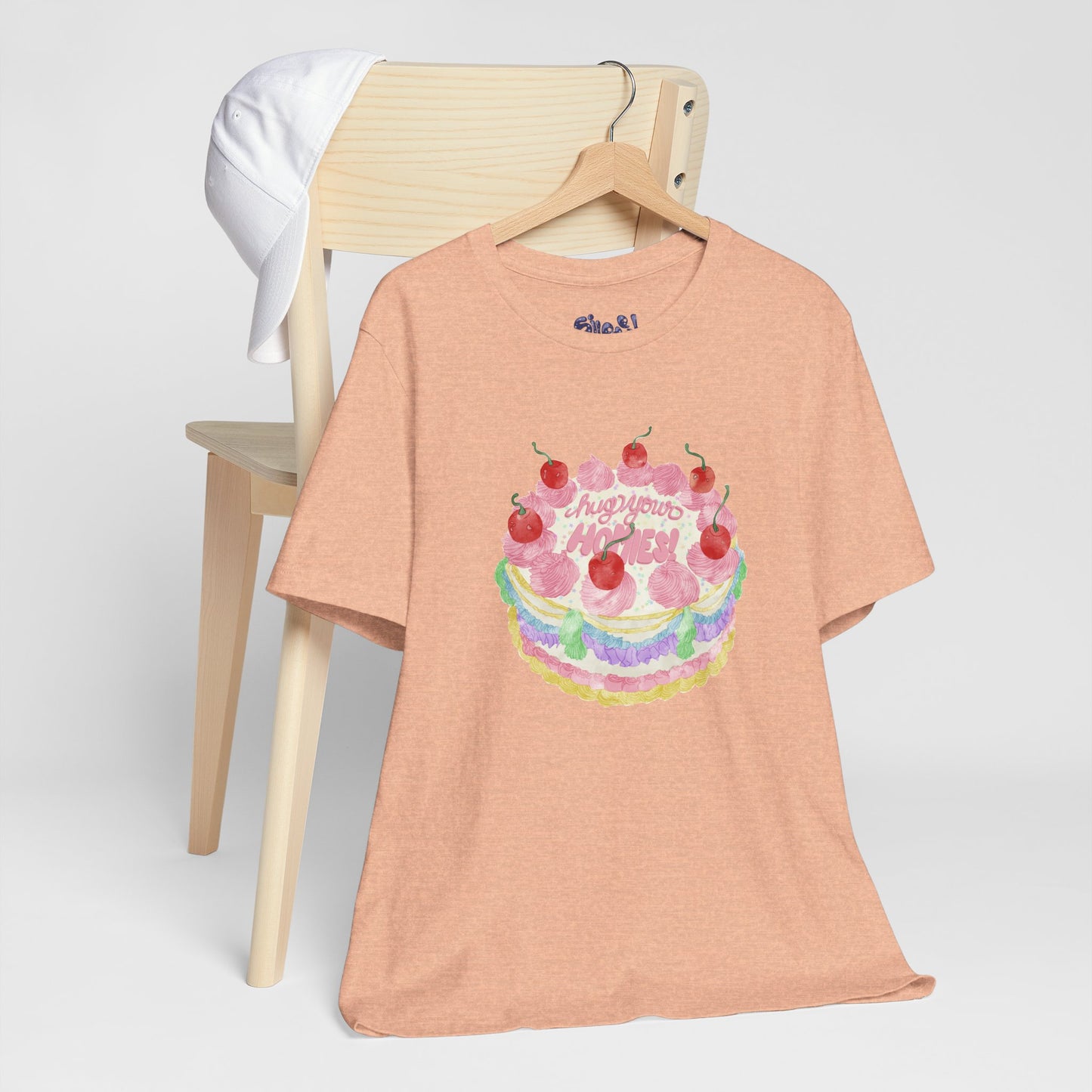 Hug Your Homies Cake Tee - Friendship T-Shirt, Mental Health Shirt, Gift for Teens, Baking Tee, Casual Wear