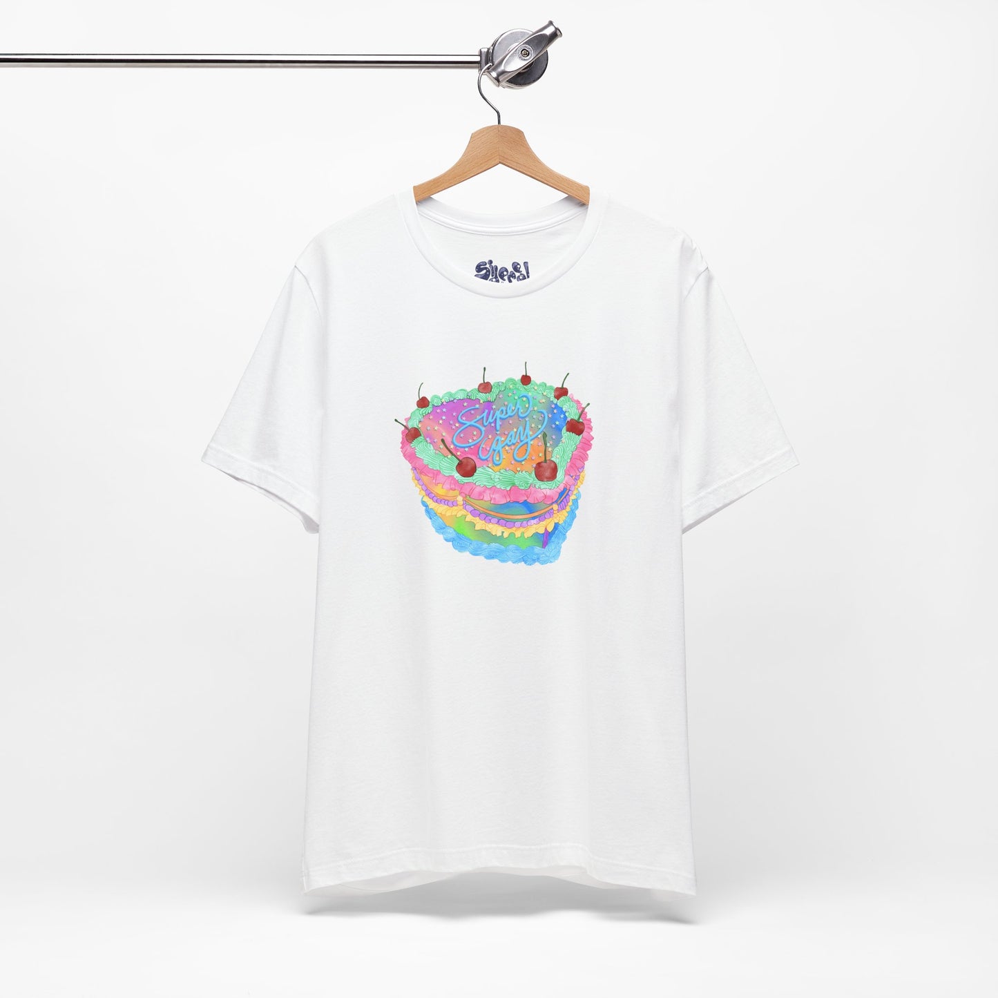 Super Gay Vintage Fancy Cake Tee, Unisex Pride Cakes T-Shirt, Gay Pride Baking Shirt, Casual Baker Apparel