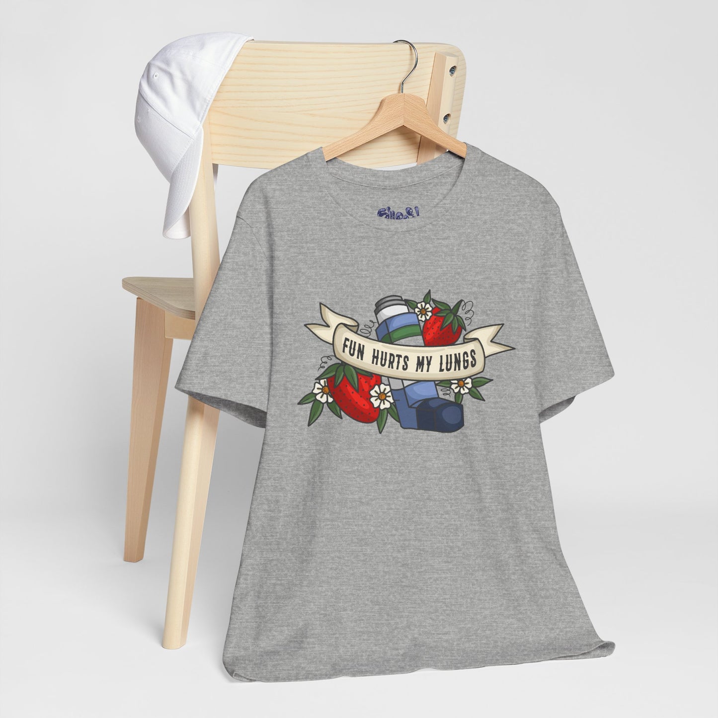 Fun Hurts My Lungs Asthma Awareness Tee, Unisex Jersey T-Shirt, Funny Asthma Shirt, Retro Tattoo Style Gift, Casual Everyday Wear