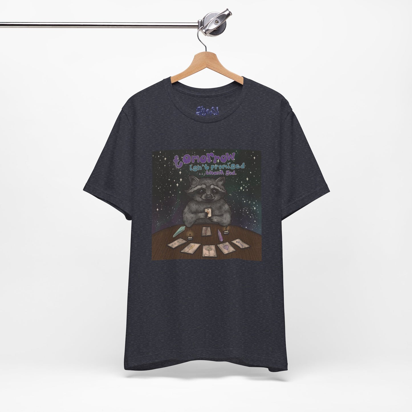 Cosmic Tarot Raccoon Tee - Whimsical Unisex T-Shirt, Trash Panda Gifts, Mystical Apparel, Quirky Casual Wear