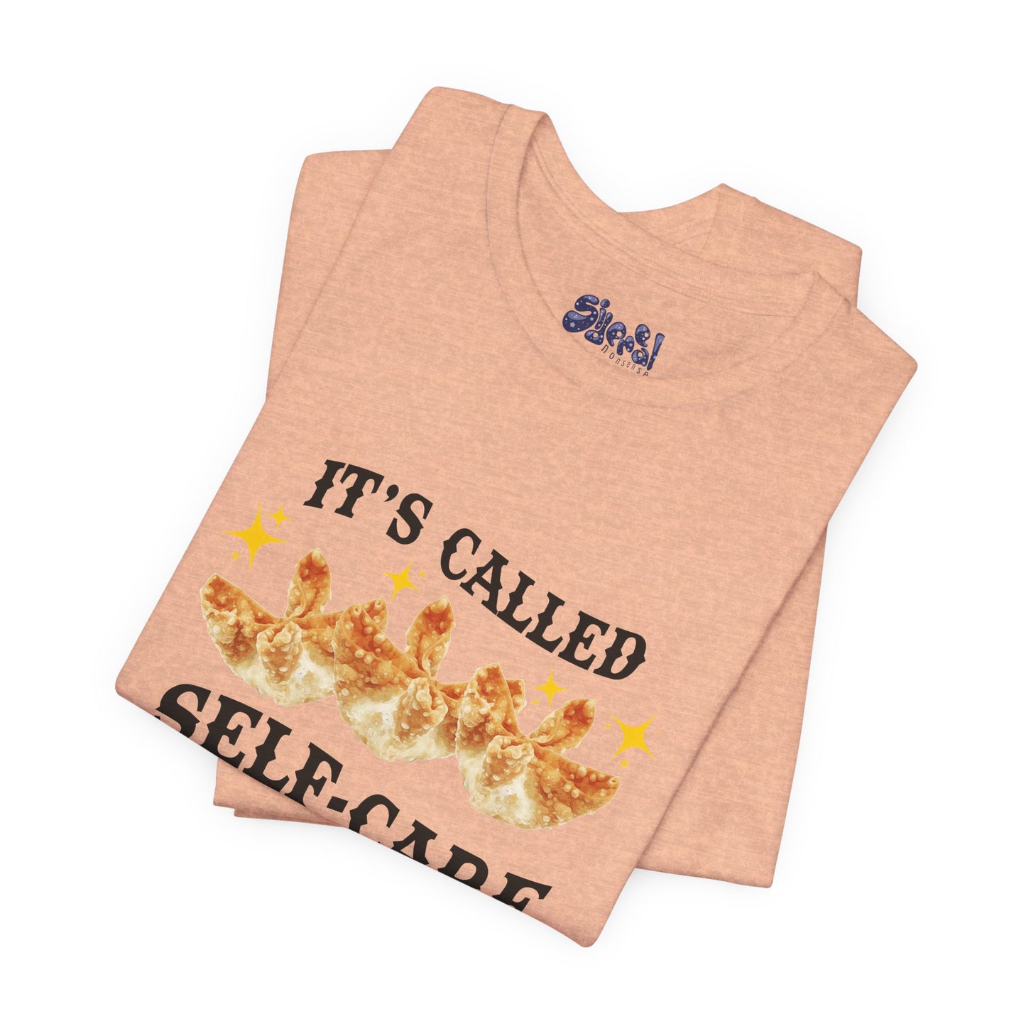 Crab Rangoon Self-Care Short Sleeve Tee, Unisex T-Shirt, Chinese Food Casual Wear, Gift for Foodie, Self Care Quotes, Quirky Motivational Apparel