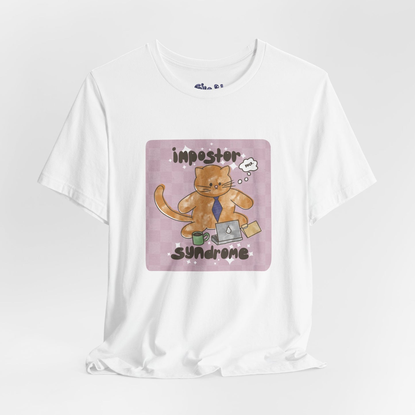 Funny Cat Tee, Impostor Syndrome Unisex Jersey Shirt, Gift for Cat Lovers, Funny Office Apparel, Work Humor