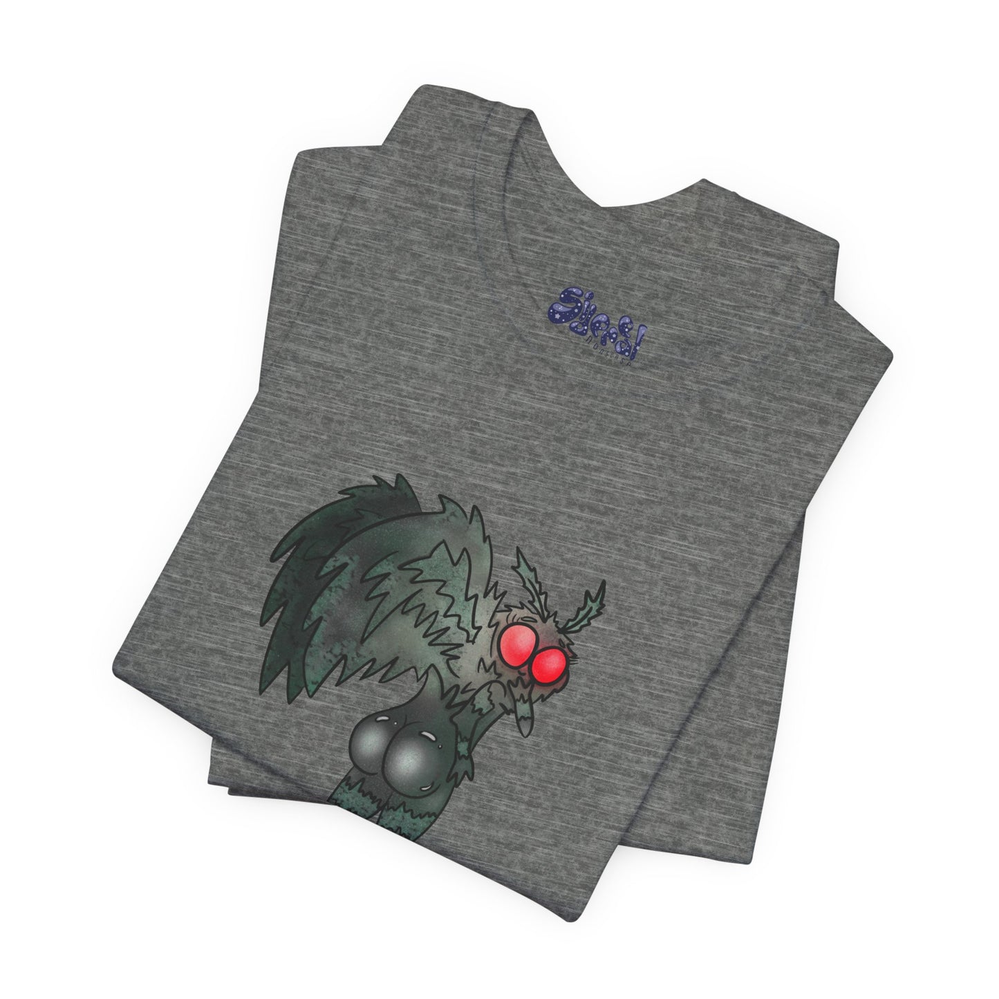 Sexy Mothman Whimsical Cryptid Short Sleeve Tee | Unique Graphic T-Shirt for Cryptid Fans, Horror Lovers, Folklore Shirt