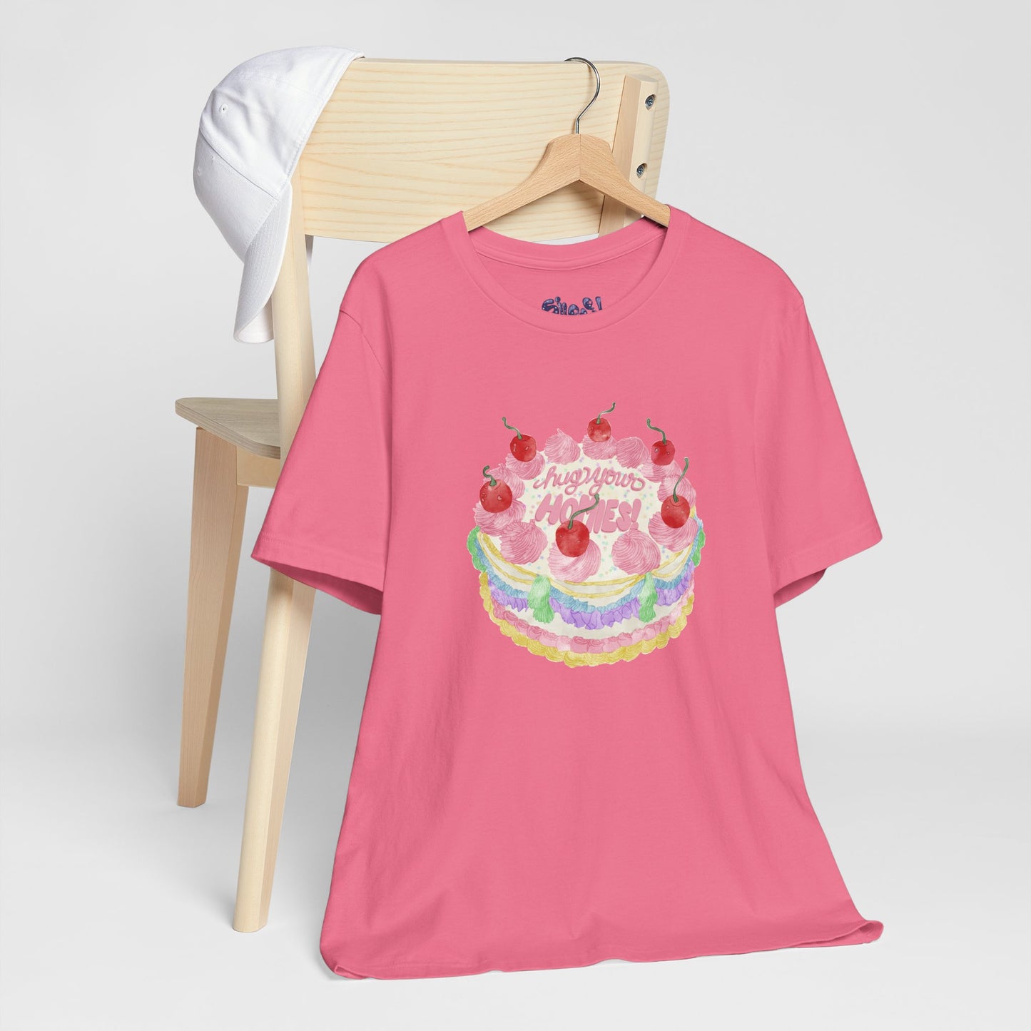 Hug Your Homies Cake Tee - Friendship T-Shirt, Mental Health Shirt, Gift for Teens, Baking Tee, Casual Wear