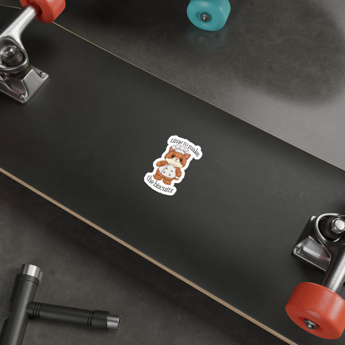 Adorable Cat Chef Waterproof Vinyl Die-Cut Stickers - Cat Lovers, Perfect for Home, School, Water Bottles - Time to Make The Biscuits!