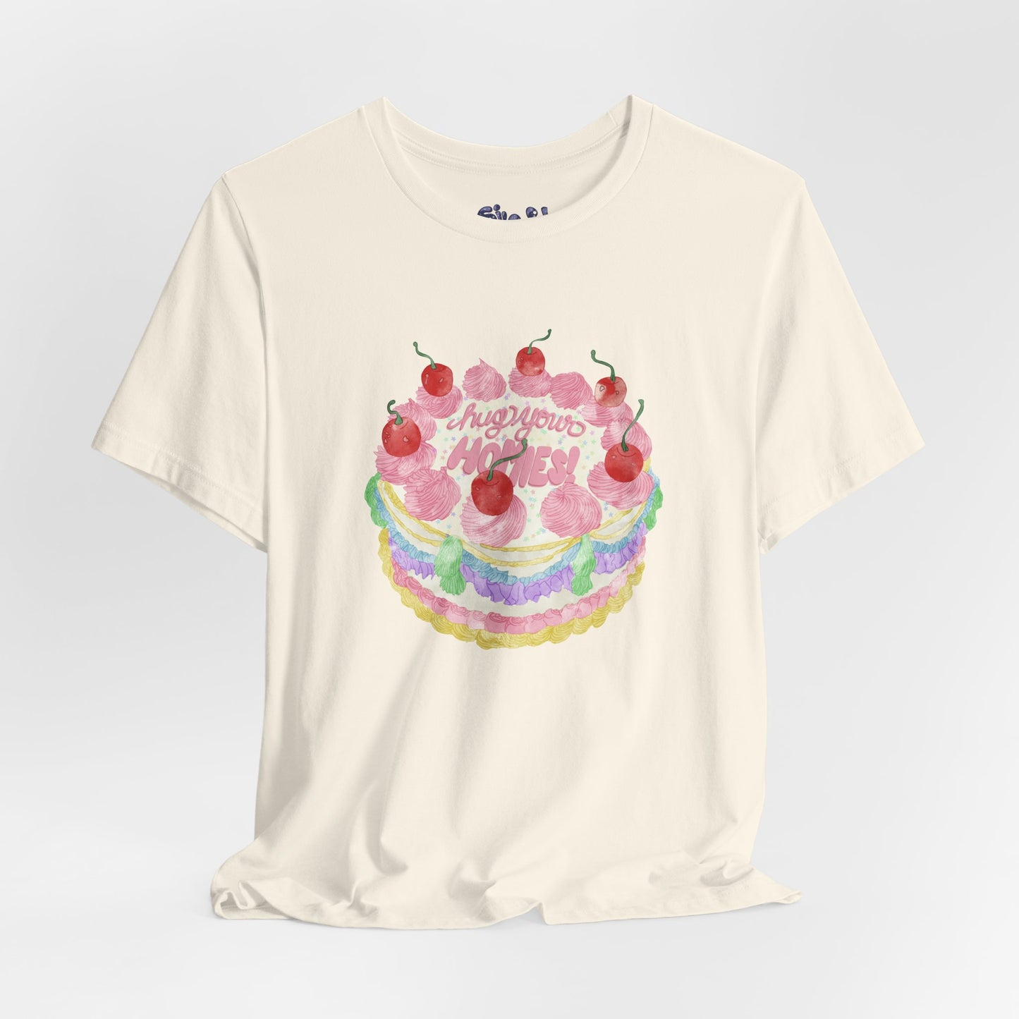 Hug Your Homies Cake Tee - Friendship T-Shirt, Mental Health Shirt, Gift for Teens, Baking Tee, Casual Wear
