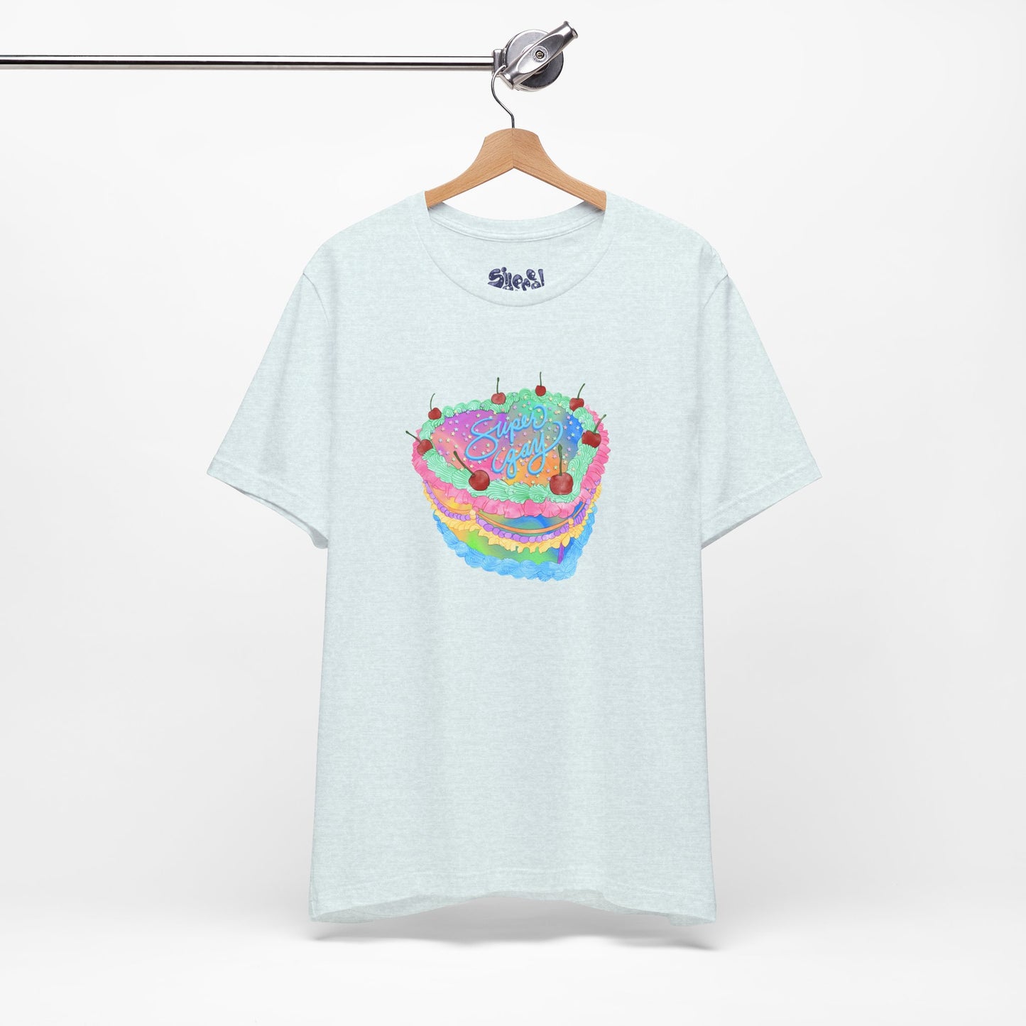 Super Gay Vintage Fancy Cake Tee, Unisex Pride Cakes T-Shirt, Gay Pride Baking Shirt, Casual Baker Apparel