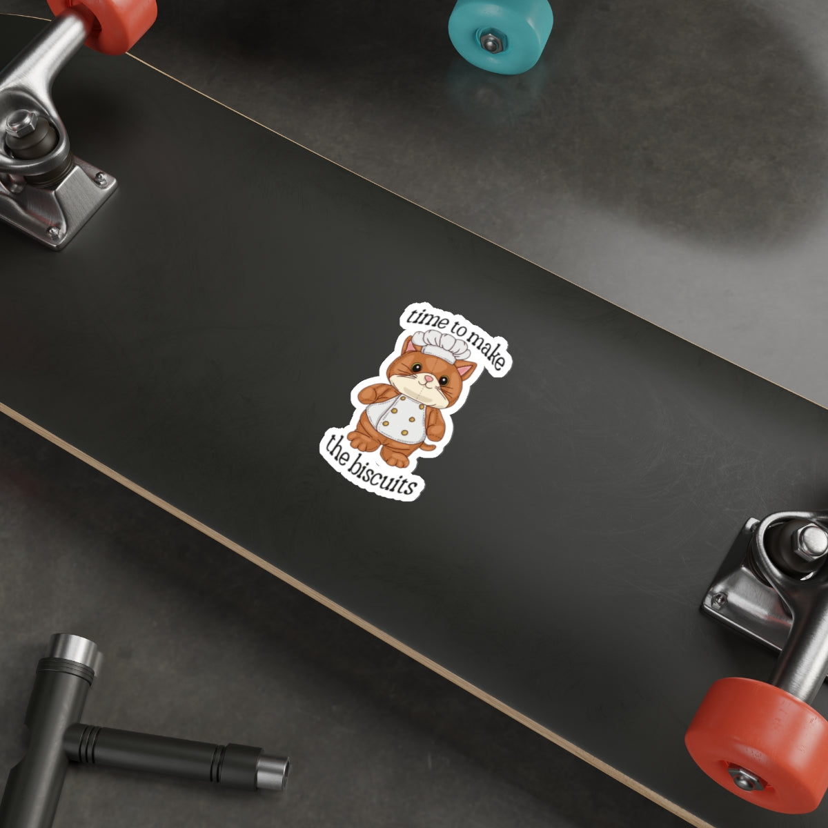 Adorable Cat Chef Waterproof Vinyl Die-Cut Stickers - Cat Lovers, Perfect for Home, School, Water Bottles - Time to Make The Biscuits!