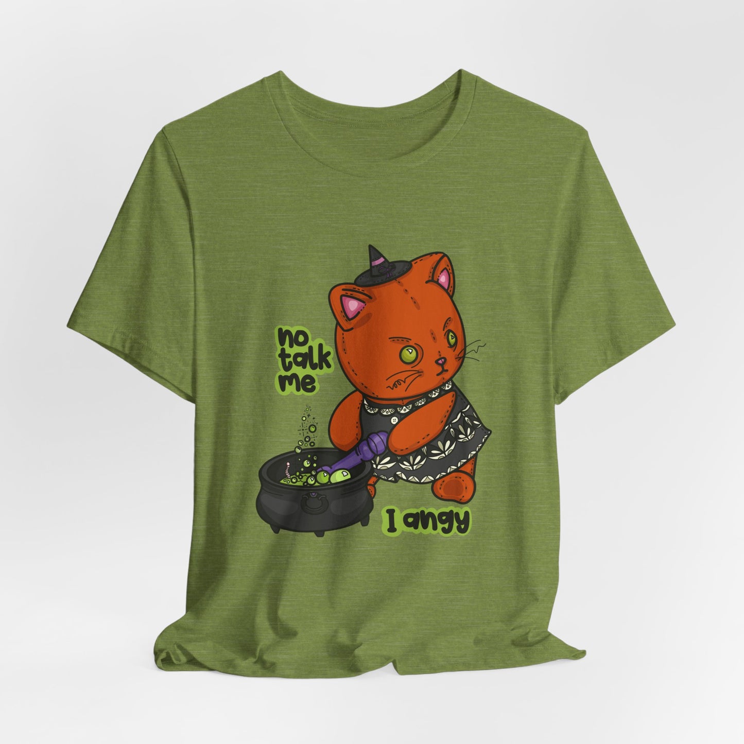 Witchy Cat “No Talk Me I Angy” Unisex Short Sleeve Shirt