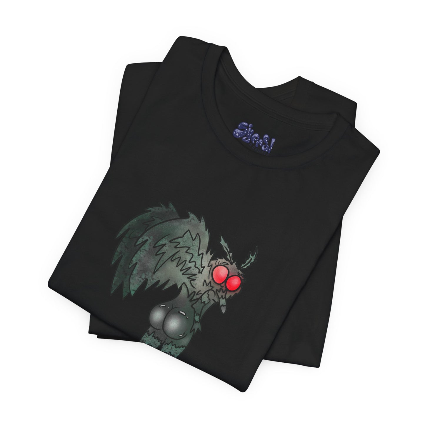 Sexy Mothman Whimsical Cryptid Short Sleeve Tee | Unique Graphic T-Shirt for Cryptid Fans, Horror Lovers, Folklore Shirt