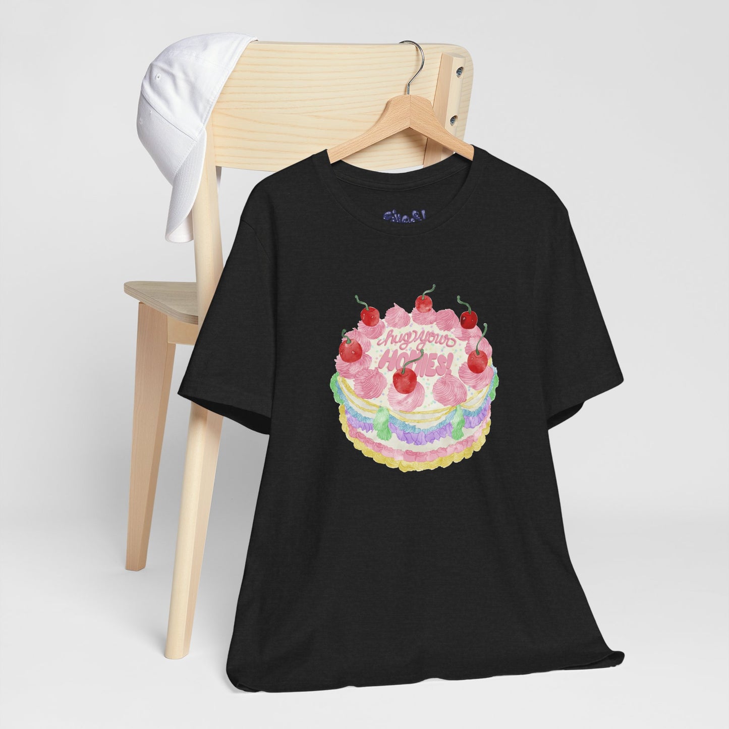 Hug Your Homies Cake Tee - Friendship T-Shirt, Mental Health Shirt, Gift for Teens, Baking Tee, Casual Wear