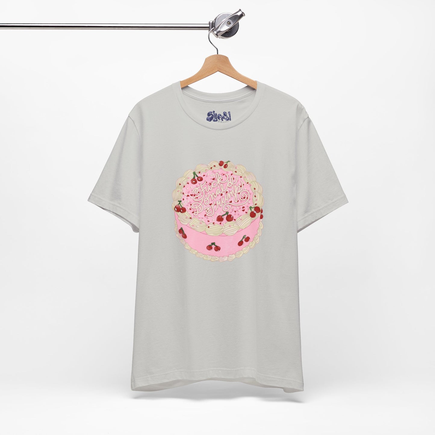 F**k Donald Trump Unisex Tee - Vintage Fancy Cake Shirt, Political MAGA Gift, Bakery Inspired Fashion, Kawaii Cherry Apparel, Liberal Leftist Baking Tee
