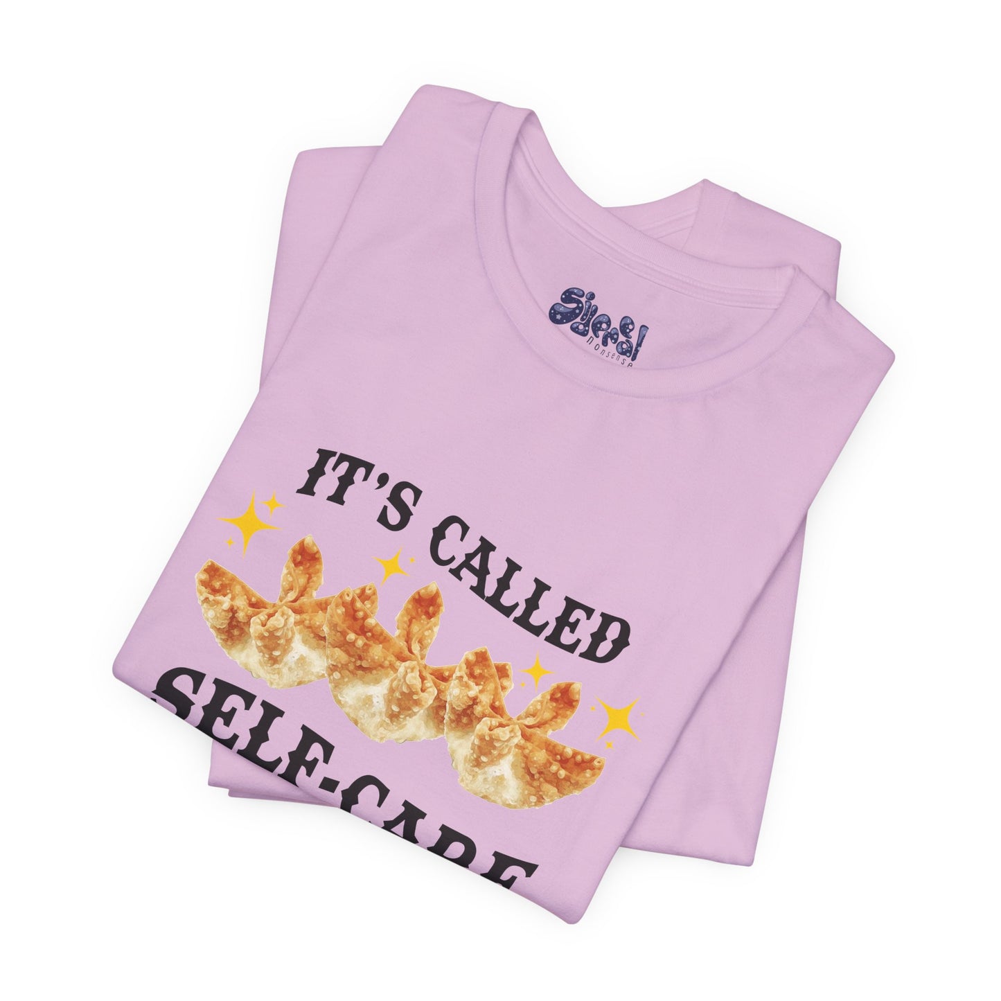 Crab Rangoon Self-Care Short Sleeve Tee, Unisex T-Shirt, Chinese Food Casual Wear, Gift for Foodie, Self Care Quotes, Quirky Motivational Apparel