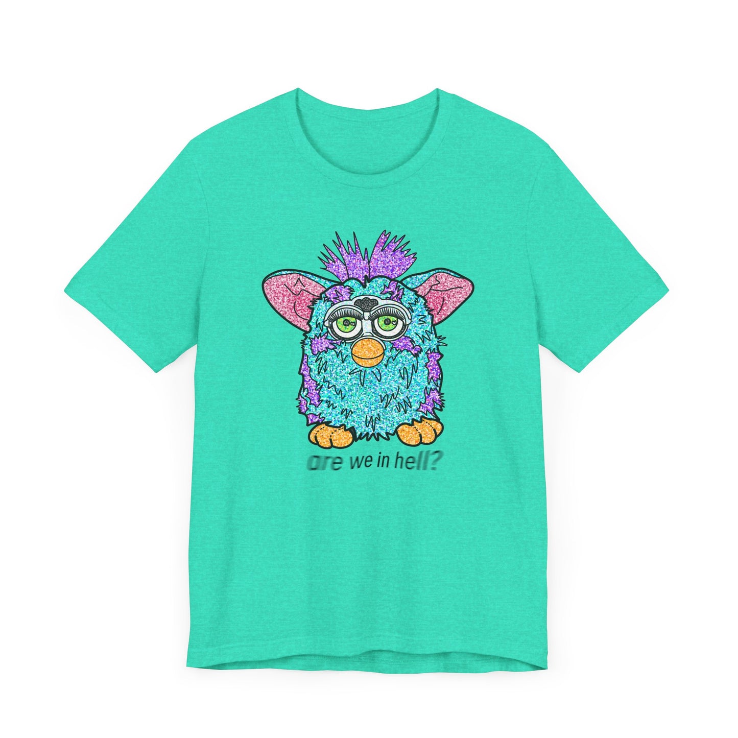 Funny Graphic Tee: "Are We in Hell?" Retro Furby Design