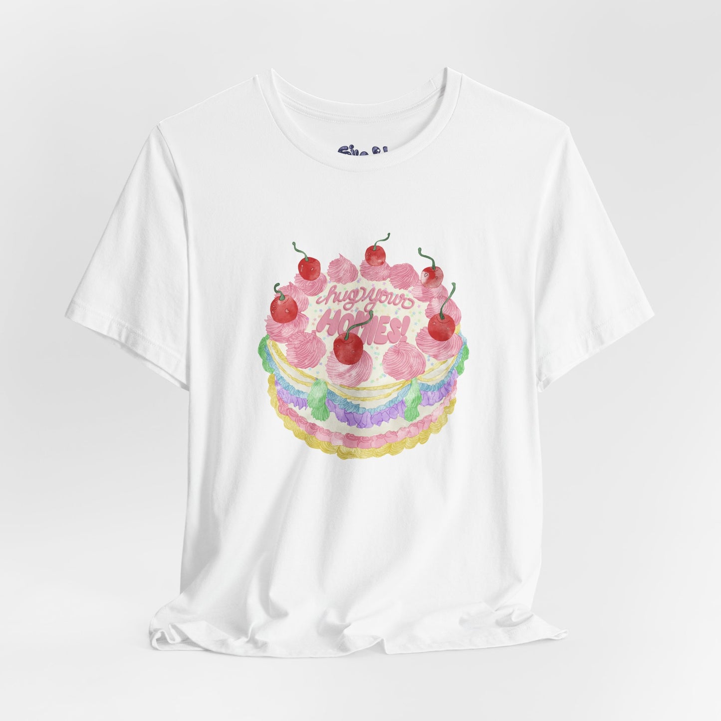 Hug Your Homies Cake Tee - Friendship T-Shirt, Mental Health Shirt, Gift for Teens, Baking Tee, Casual Wear