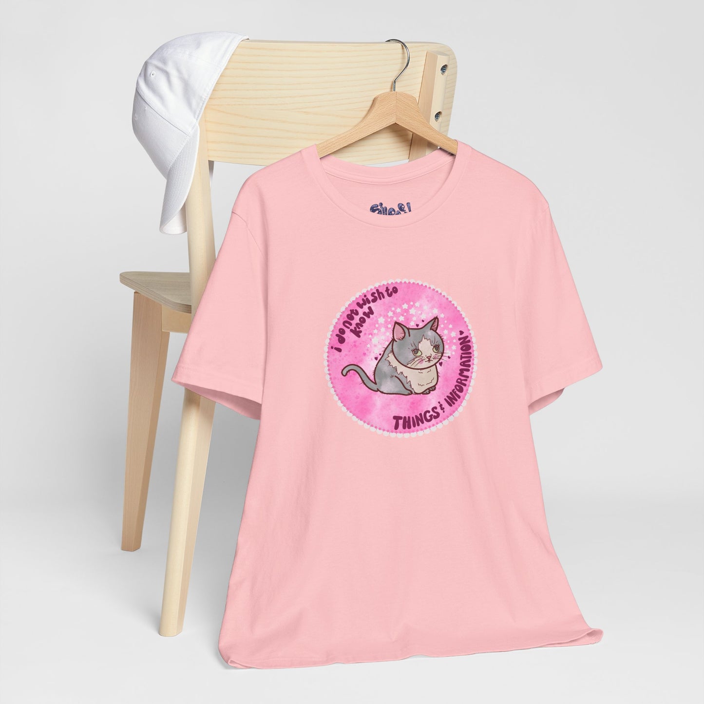 Cute Cat Tee, T-Shirt for Cat People, Things and Information, Mental Health, World Events, Cat Apparel With Funny Quote