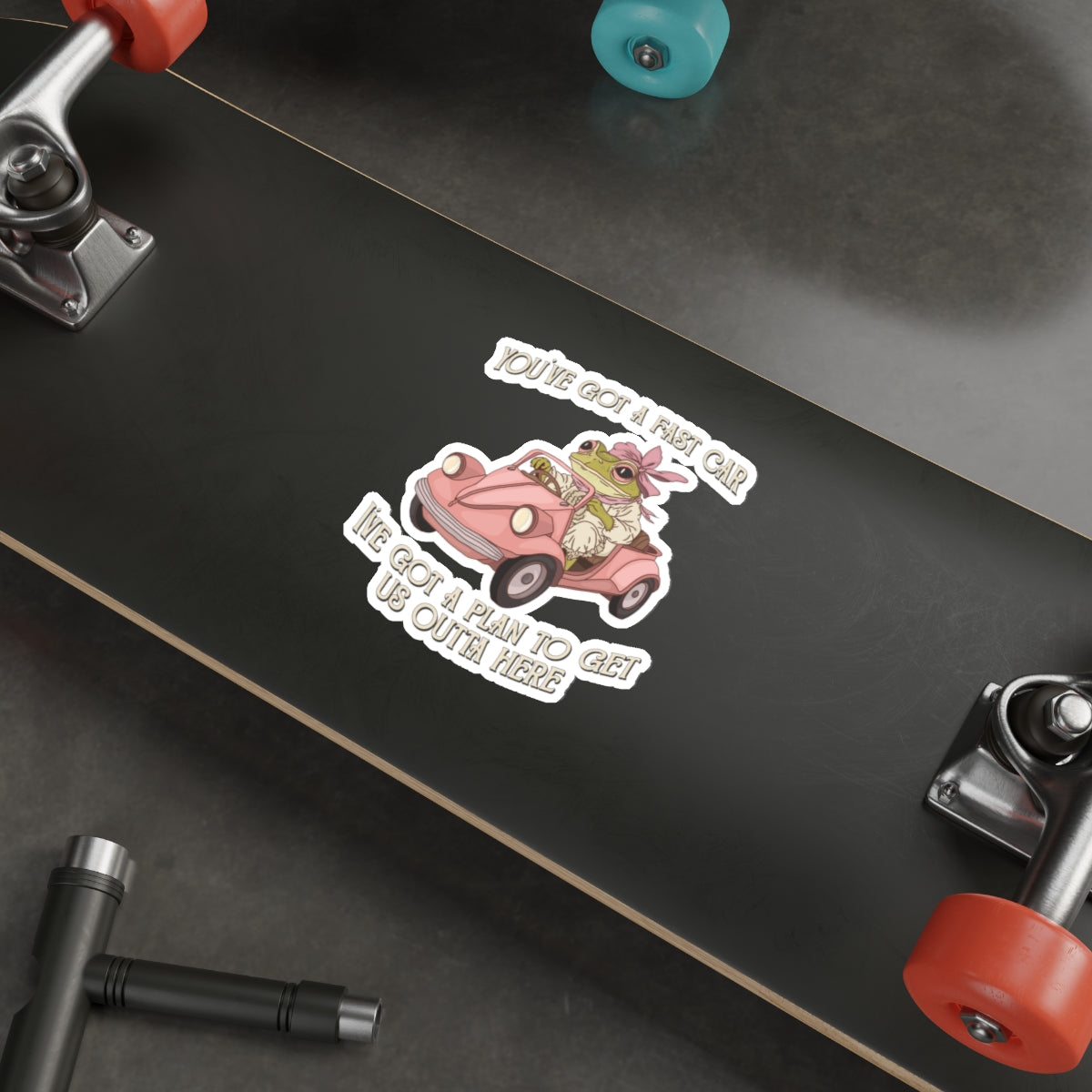 Cute Frog Waterproof Vinyl Die-Cut Stickers - 90s y2k Style, Fast Car, Perfect for Laptops, Water Bottles, Journals, Gifts